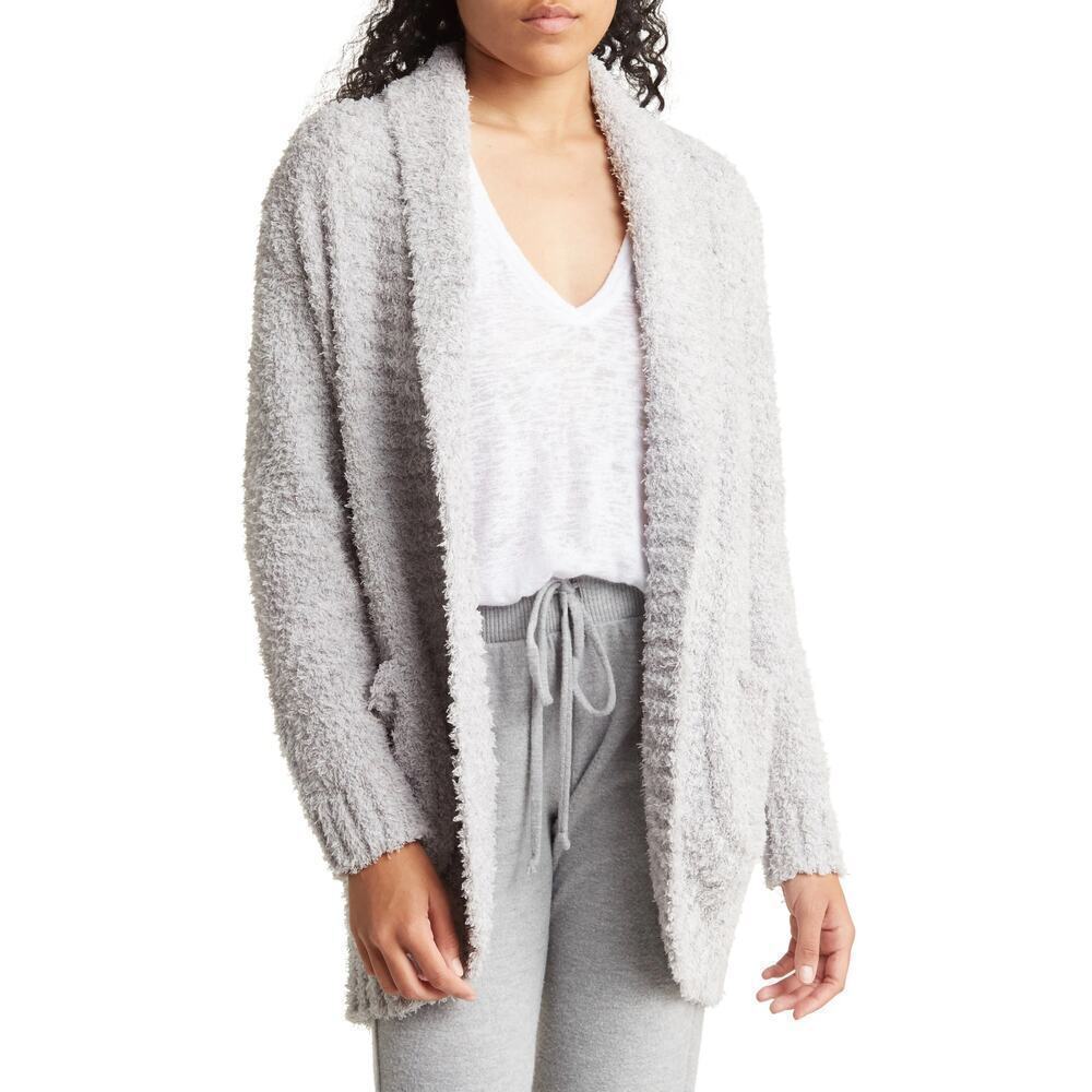 Honeydew Novelty Sweater Fuzzy Knit Open Front Cocoon Sweater Heathergray XL